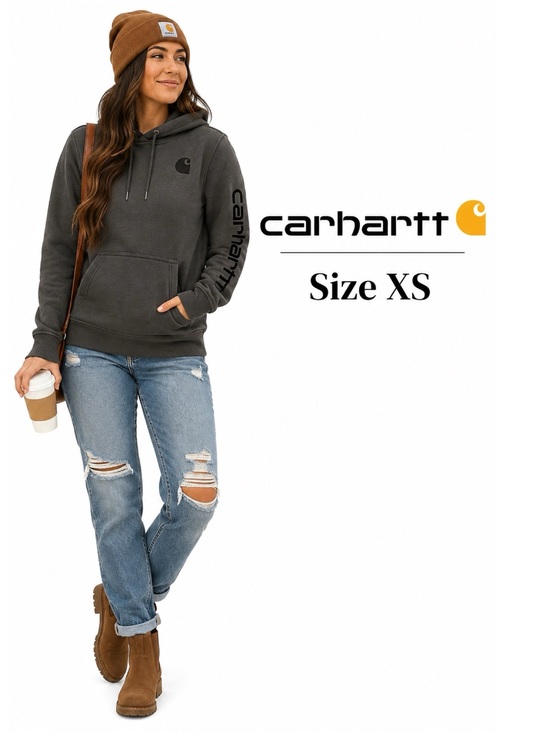 Carhartt Tops - CARHARTT Dark Grey Hooded Sweatshirt Size XS